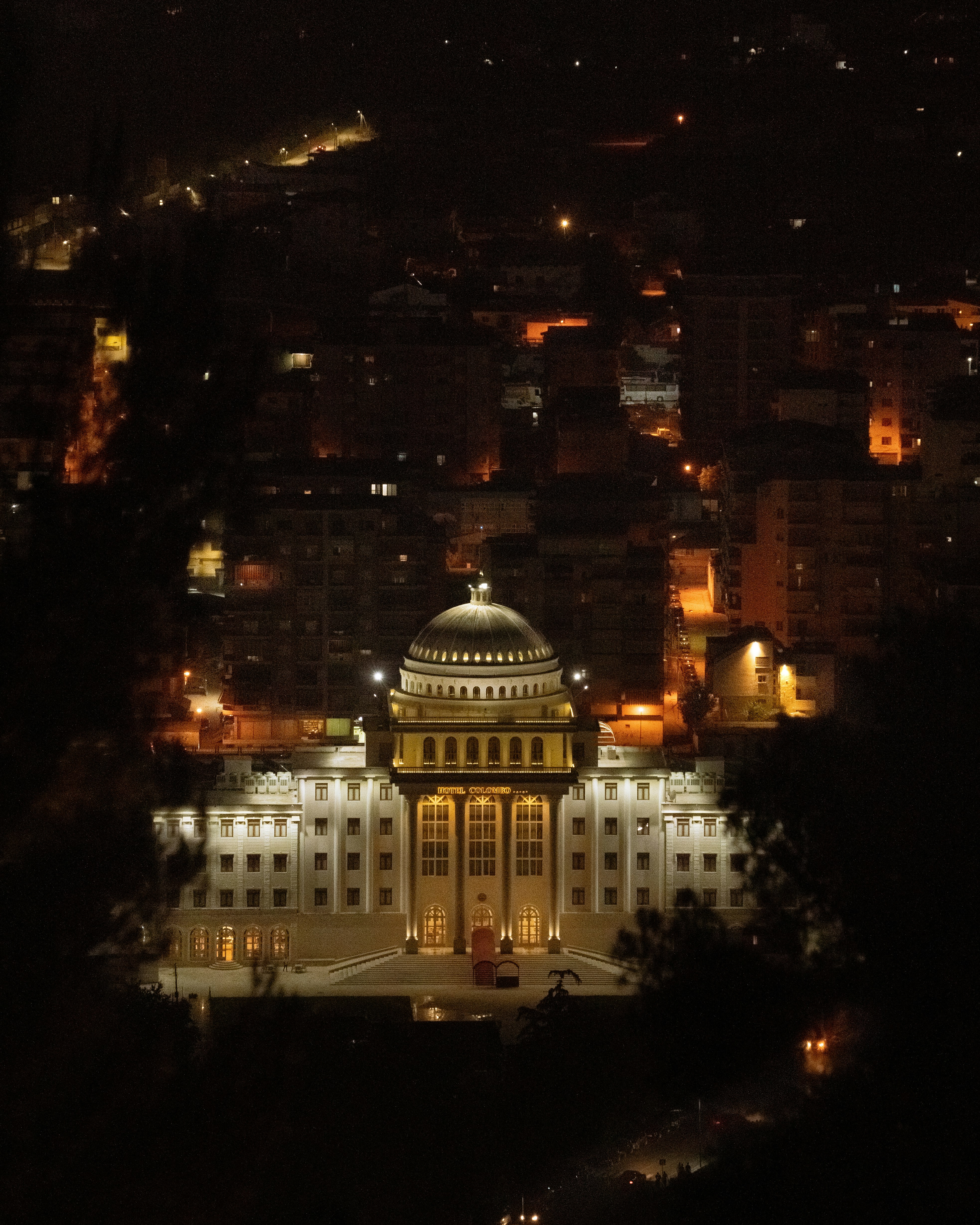 white concrete building during night time